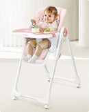 Foldable High Chair with Soft Cushion, High Chairs for Babies and Toddlers, Height Adjustable Feeding Chair, Adjustable Backrest and Footrest, Lockable Wheels, Star Pink by TinyTreasures Baby Boutique