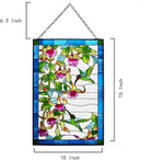 VEWOGARDEN Hummingbird Stained Glass Window Hangings, Bird Suncatcher Panel with Metal Chain for Windows Decor Indoor Outdoor (W10xH15 inch) by GreenHaven Gardens
