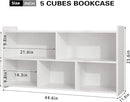 Book Shelf, 5 Cubes Storage Organizer, Open Shelf Wooden Bookcase, Freestanding White Bookshelf Cube Shelf for Bedroom, Living Room, Home Office by CozyNest Decor