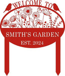 Custom Metal Flower Sign with Stakes - Personalized Garden Decor, Housewarming Gift - Large Yard Sign Plaque by CozyNest Decor