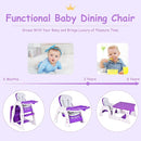 Costzon Baby High Chair, 3 in 1 Infant Table and Chair Set, Convertible Booster Seat with 3-Position Adjustable Feeding Tray, Adjustable Seat Back, 5-Point Harness (Purple) by TinyTreasures Baby Boutique