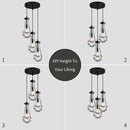 Bronze 3 Light Pendant Lighting, Raindrop Pendant Lights, Black Adjustable Hanging Rope Cluster Pendant Lighting Over Kitchen Island, Teardrop Glass Chandelier Dining Room Light Fixture by CozyNest Decor