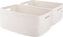 OIAHOMY Storage Basket for Shelves, Closet Cube Storage Bins Baskets for Clothes Blanket Towels, Baby Nursery, Toy Baskets Box, Woven Rope Basket, 17.72*12.99*7.87 IN, 2 Packs White by TinyTreasures Baby Boutique