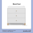 Storkcraft California 3-Drawer Chest with Removable Changing Topper (White with Driftwood) – GREENGUARD Gold Certified, Interlocking Drawer System, Pre-Installed Tracks, Easy Assembly by TinyTreasures Baby Boutique