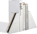 Marble Book Ends, Non-Skid Bookends for Shelves, Composite Bookend with Natural Marble, Heavy Duty Book Stopper, Collected CDs and Oversized Books Organizer, Gold & Black Decorative Bookends by CozyNest Decor