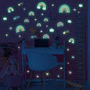 Quanhaigou Rainbow Clouds Stars Glow in The Dark Wall Stickers DIY Home Decor for Kid Boys Girl Bedroom Bathroom Decorations by CozyNest Decor