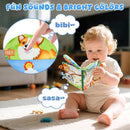 Kimicare 2 PCS Baby Books 0-6 Months, Crinkle Books for Babies, Jungle Tails Soft Cloth Book for Babies 6-12 Months, Infant Farms Sensory Book, Tummy Time Toys by TinyTreasures Baby Boutique