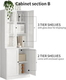 TUSY 71" Bookshelf Bookcase, 3-Tier Modern Bookshelves 3 Large Drawer, Wood Filing Cabinet with Open Storage Shelf, Glass Doors 5-Tier Fixed Storage Shelves for Home Office by CozyNest Decor