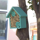 Mason Bee Houses Outdoor Wooden Blue Bee Hotel for Garden and Yard Hand-Made Bamboo Bee Hive for Bees Butterflies and Ladybugs, Medium Size 8"x7.5"x5" by GreenHaven Gardens