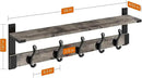 Homode Coat Rack Wall Mount with Shelf, 29 Inch Wood Wall Shelf with Hooks, Entryway Coat Hanger Wall Mount with 5 Hangers for Bathroom, Bedroom, Living Room, Grey by CozyNest Decor