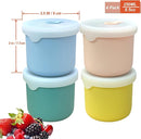 8.5 OZ Silicone Food Storage Containers, Baby Food Storage Jars with Airtight Lids and Snack Cup Lid, Freezer, Microwave and Dishwasher Safe, Reusable Snack Containers for Kids, Infant, Toddler, 4 Pcs by TinyTreasures Baby Boutique