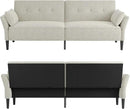 89” Futon Sofa Bed, Comfy Futon Couch Bed with 2 Square Pillows, Convertible Sleeper Sofa with Adjustable Backrest& Armrests, Modern Loveseat Sleeper for Living Room, Bedroom, White by CozyNest Decor