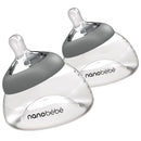 Nanobebe Breastmilk Bottle, Breastfeeding Newborn Breast Like, Anti Colic, Perfect Latch, Preserves Breast Milk nutrients, Twin-Pack Grey by TinyTreasures Baby Boutique