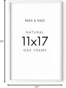 HAUS AND HUES 11x17 Picture Frame - 11 X 17 Frame Wood Picture Frames, 11x17 Poster Frame Wooden Picture Frames, 17x11 Picture Frame Wooden Frames, Frame 11x17 Natural Wood Frame (White Oak Frame) by CozyNest Decor