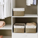 TheWarmHome Storage Basket for Shelves - 1 Pack 14x10x6.7 inch Collapsible Storage Bins Storage Boxes for Organizing for Laundry Closet Gift Cloth Nursery (Whiet & Khaki) by CozyNest Decor