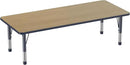FDP Rectangle (30 x 72 inch) Classroom Table with Adjustable Chunky Toddler Legs (15-24 in); Preschool, Kinder and Daycare Furniture - Pasadena Oak Top/Navy Edge and Legs by CozyNest Decor