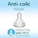 Dr. Brown’s Natural Flow Level 2 Narrow Baby Bottle Silicone Nipple, Medium Flow, 3m+, 100% Silicone Bottle Nipple, 6 Count by TinyTreasures Baby Boutique