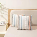 Boho Throw Pillow Covers 18x18 Set of 2 Farmhouse Decorative Cushion Case Striped Square Pillows Cover Chenille Pillow Cases Accent Neutral Pillowcase for Sofa Couch Bed,Orange-Blue by CozyNest Decor