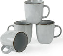 famiware Coffee Mugs Set of 4, Ocean Square 13oz Coffee Cup Set with Handle for Cocoa, Milk, Hot Chocolate, Tea, Water, Stoneware Cups for Kitchen, Microwave and Dishwasher Safe, Grey by CozyNest Decor