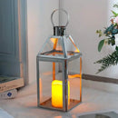 JHY Design Silver Decorative Lanterns 16inch High Stainless Steel Candle Lanterns with Tempered Glass for Indoor Outdoor Events Parities and Weddings by CozyNest Decor
