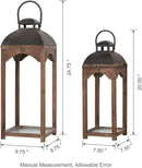 Glitzhome Set of 2 Mondern Farmhouse Wooden Lantern Hanging Decorative Candle Lanterns for Outdoor & Indoor Brown (No Glass) by CozyNest Decor