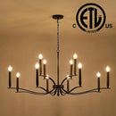 Black Living Room Chandelier 12 Light Hight Ceiling Foyer Candle Chandelier Large Dining Room Light Fixture Over Table 44in Metal Modern Chandeliers Hanging Light for Entry Master Bedroom by CozyNest Decor