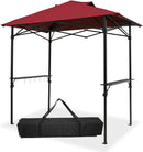 Outdoor Pop up Barbeque Grill Gazebo 8x5 with Carry Bag, Portable BBQ Canopy Tent with Handy Wired Shelf, Red by GreenHaven Gardens