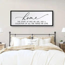 Home The Story of Who We Are Sign Farmhouse Family Wall Decor 32x12 Inch Plaque Wood Framed Art for Hanging (Black) by CozyNest Decor