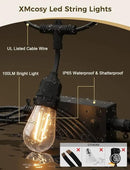 XMCOSY+ Smart Outdoor String Lights, 123Ft LED Patio Lights Waterproof IP65, App Control, Compatible with Alexa, Dimmable Edison Bulbs Outdoor Light for Yard Porch Bistro Outside by GreenHaven Gardens
