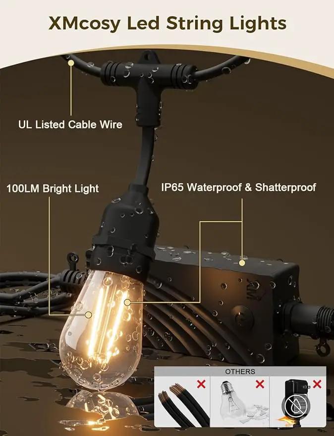 XMCOSY+ Outdoor String Lights, Smart Patio Lights 72.5Ft, APP WiFi Control, Compatible with Alexa, Waterproof Dimmable Edison Outdoor Lights for Patio Outside, photo 5 of 9