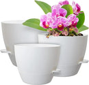 12/10/9 inch Large Self Watering Pots, Plant Pots with Mesh Drainage Holes for Indoor Outdoor Garden Plants, Flower Pots with Removable Deep Reservoir, Set of 3 Plastic Planters, White by CozyNest Decor
