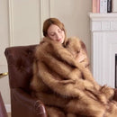 Fluffy Faux Fur Throw Blanket – Super Soft Warm Thick Plush Blanket for Bed, Couch & Office, Cozy Fuzzy Throw with Flannel Backing,50"x60", Brown by CozyNest Decor