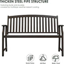 Grand patio 52" Farmhouse Outdoor Bench, Garden Benches with Rust Free Metal Powder Coated Frame and Aluminum Backrest, Faux Wood Grain Finish Frame Patio Bench for Front Porch, Northwoods Brown by GreenHaven Gardens