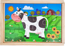 OLYDAUS Wooden Jigsaw Puzzles - Farm and Wild Animals - Set of 8 Puzzles - Preschool Kids and Toddlers Age 3 4 5 by TinyTreasures Baby Boutique