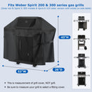 SunPatio BBQ Grill Cover 52 Inch, Outdoor Durable Waterproof Gas Barbecue Cover, Compatible for Weber Spirit 200 and 300 Series, Charbroil and Kenmore Grills, Compared to Weber 7106, 52" x 26" x 43"H by GreenHaven Gardens