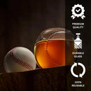 Baseball Round Whiskey Glasses | 10oz Whiskey Glass Set of 4 by The Wine Savant