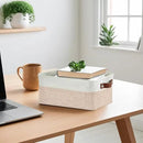 DECOMOMO Small Storage Basket, Closet Storage Bins, Baskets for Organizing Shelves (Beige & White, Small - 6 Pack) by CozyNest Decor