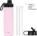 DRINCO Stainless Steel Water Bottle Spout Lid Vacuum Insulated Double Wall Water Bottle Wide Mouth (40oz 32oz 22oz 18oz 14oz) Leak Proof Keeps Cold or Hot (22 oz, 22oz Flamingo Pink) by CozyNest Decor