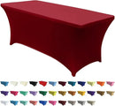 ABCCANOPY 6 FT Red Spandex Table Cover Stretch Fitted Wrinkle Resistant Tablecloth Reuse for Rectangular Folding Table Patry Event Wedding Banquet Protector by CozyNest Decor