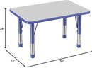 FDP Rectangle Activity School and Classroom Kids Table (24 x 36 inch), Chunky Toddler Leg, Adjustable Height 15-24 inches - Gray Top and Blue Edge by CozyNest Decor