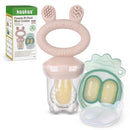 Haakaa Baby Fruit Food Feeder & Mini Freezer Nibble Tray Combo, Breastmilk Popsicle Molds for Baby Cooling Relief, BPA Free Silicone Feeder for Safe Infant Self Feeding, 4 Month+ (Blush) by TinyTreasures Baby Boutique