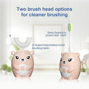 Kids Electric Toothbrushs U Shaped sonic Automatic Toothbrush with 4 Brush Heads, Six Cleaning Modes,Cartoon deer Modeling , full mouth toothbrush for baby by TinyTreasures Baby Boutique