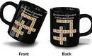 Family Forever Linked Together Custom Names Ceramic Mug, Crossword Puzzle Art, for Birthday, Anniversary or Special Occasions (Grandparents & Grandkids Forever Linked Together Black Mug) by TinyTreasures Baby Boutique