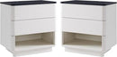 Nightstand Set of 2 with Charging Station, 22" Large Modern Bedside Table with 2 Drawers Storage,Push-to-Open End Table for Bedroom,Living Room,Off White by CozyNest Decor