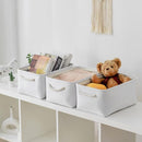 TheWarmHome Decorative Basket for Organizing - Medium-1Pack 13.8L*9.8W*6.7H Rectangular Fabric Storage Bin Organizer Basket with Handles for Clothes (White) by TinyTreasures Baby Boutique