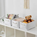 TheWarmHome Decorative Basket for Organizing - Medium-1Pack 13.8L*9.8W*6.7H Rectangular Fabric Storage Bin Organizer Basket with Handles for Clothes (White) by CozyNest Decor