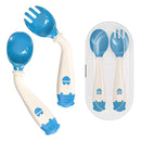Deejoy Toddler Utensils, Self-feeding Flatware Set withTravel Case, Baby Spoons and Forks with Silicone Bendable Handle, Easy Grip Heat-Resistant, Ideal for Kids, Stage 2 (Blue) by TinyTreasures Baby Boutique