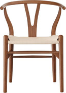 Tomile Solid Wood Wishbone Chair Y Chair Mid-Century Armrest Dining Chair, Hemp Seat (Ash Walnut Color, Pack of 2) by CozyNest Decor