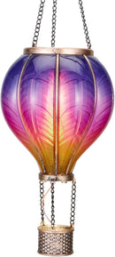TERESA'S COLLECTIONS Hot Air Balloon Solar Lantern for Garden Decor ,Flickering Flame Hanging Solar Light for Outdoor ,Purple & Pink Plastic Lamp for Yard Tree Gift for Mom by GreenHaven Gardens