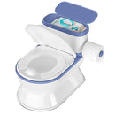 2-in-1 Toddler Potty Training Toilet - Larger Potty Chair & Detachable Training Seat for Boys & Girls Ages 1-3 with Flushing Sound, Wipes Storage, Toilet Paper Holder - Blue by TinyTreasures Baby Boutique